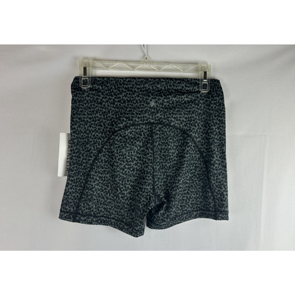 Athleta High Rise Shorts Womens Sz 1X Blue Grey Leopard Print Compression Sport - Picture 2 of 6